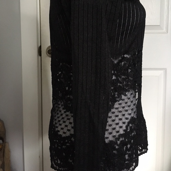 Black Button Down Lace Dress Shirt - Picture 5 of 5